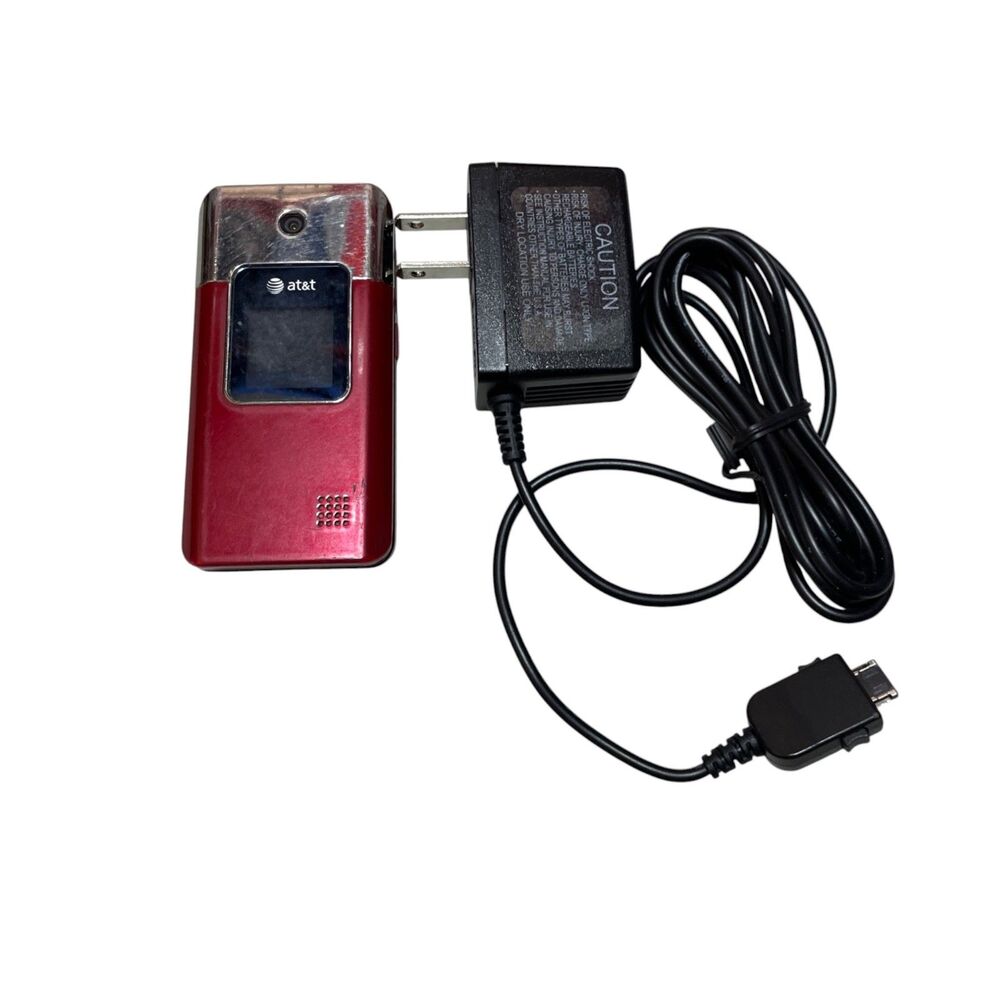 ATT Flip Phone Pantech Red Turns On‎ When Plugged In As Is For Parts